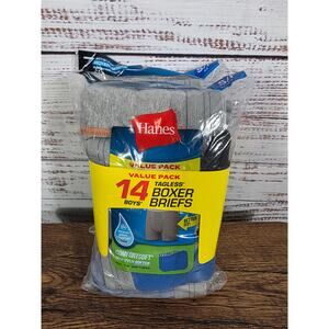 Hanes Boy's Tagless Boxer Briefs-Size Small (6-8) Comfort Soft Wicking 14 Pack